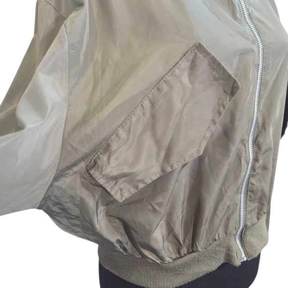 Classic Fashio  Khaki Women's Bomber Jacket With Embroidery Size Med - Picture 2 of 7